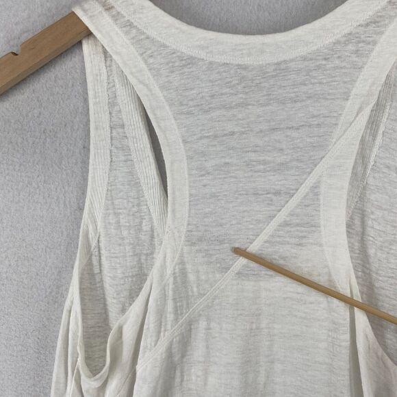 EILEEN FISHER Tank Top S Linen Slub Jersey Tunic Scoop Neck Racerback White - Picture 14 of 16